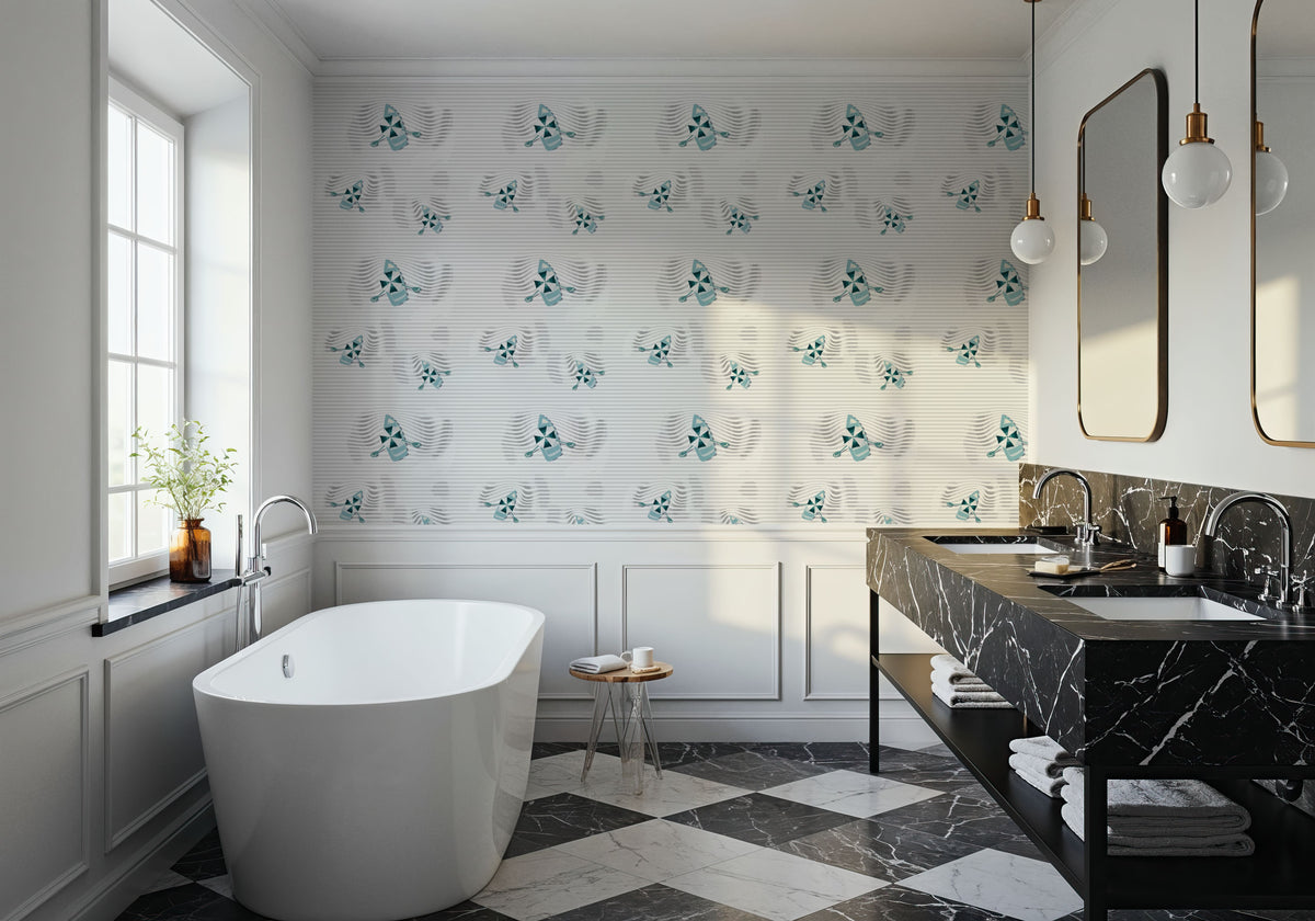 Lazy Paddle, Gray Mural Wallpaper - room preview 05