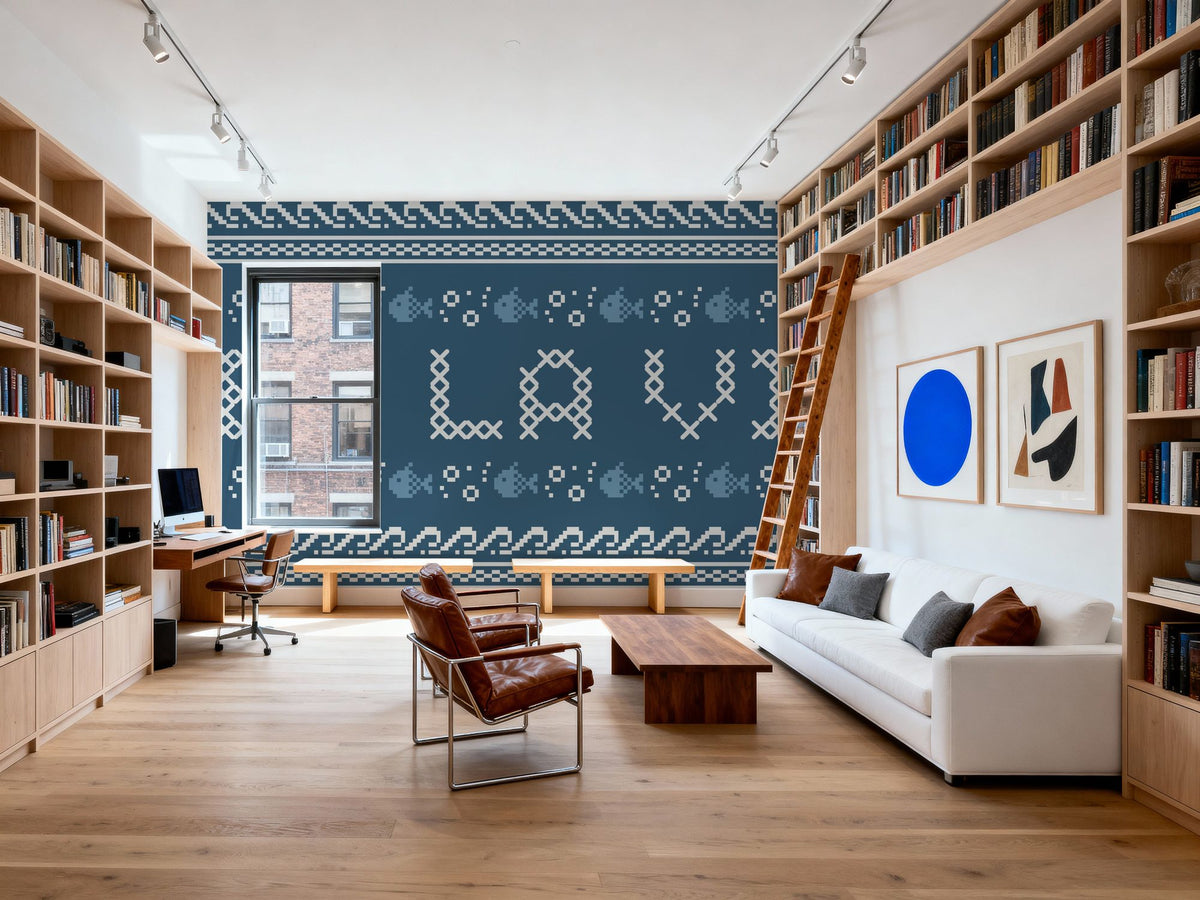 Coastal Cross Stitch II Mural Wallpaper - room preview 05