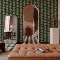 Ditsy Floral Clusters, Dark Teal Mural Wallpaper - room preview 05