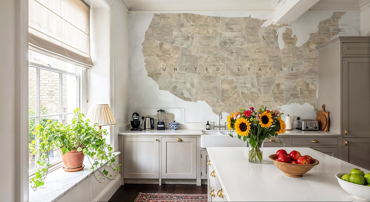 US State Map - Abey Wash Mural Wallpaper - room preview 05