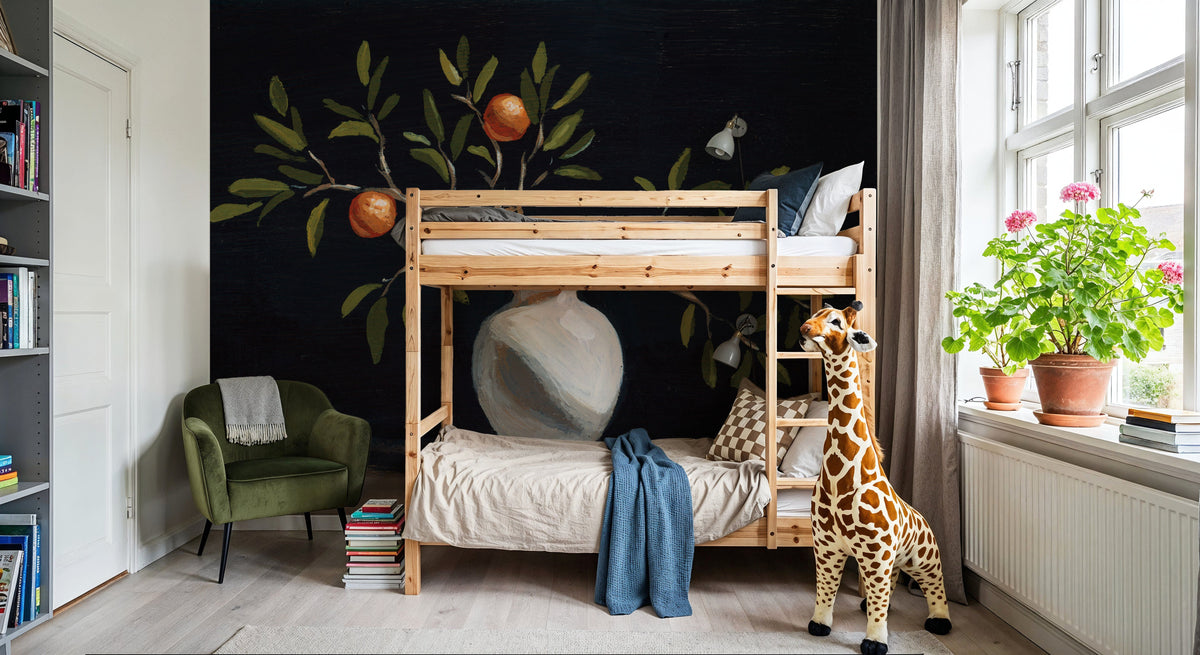 Orange Branches Still Life Mural Wallpaper - room preview 05