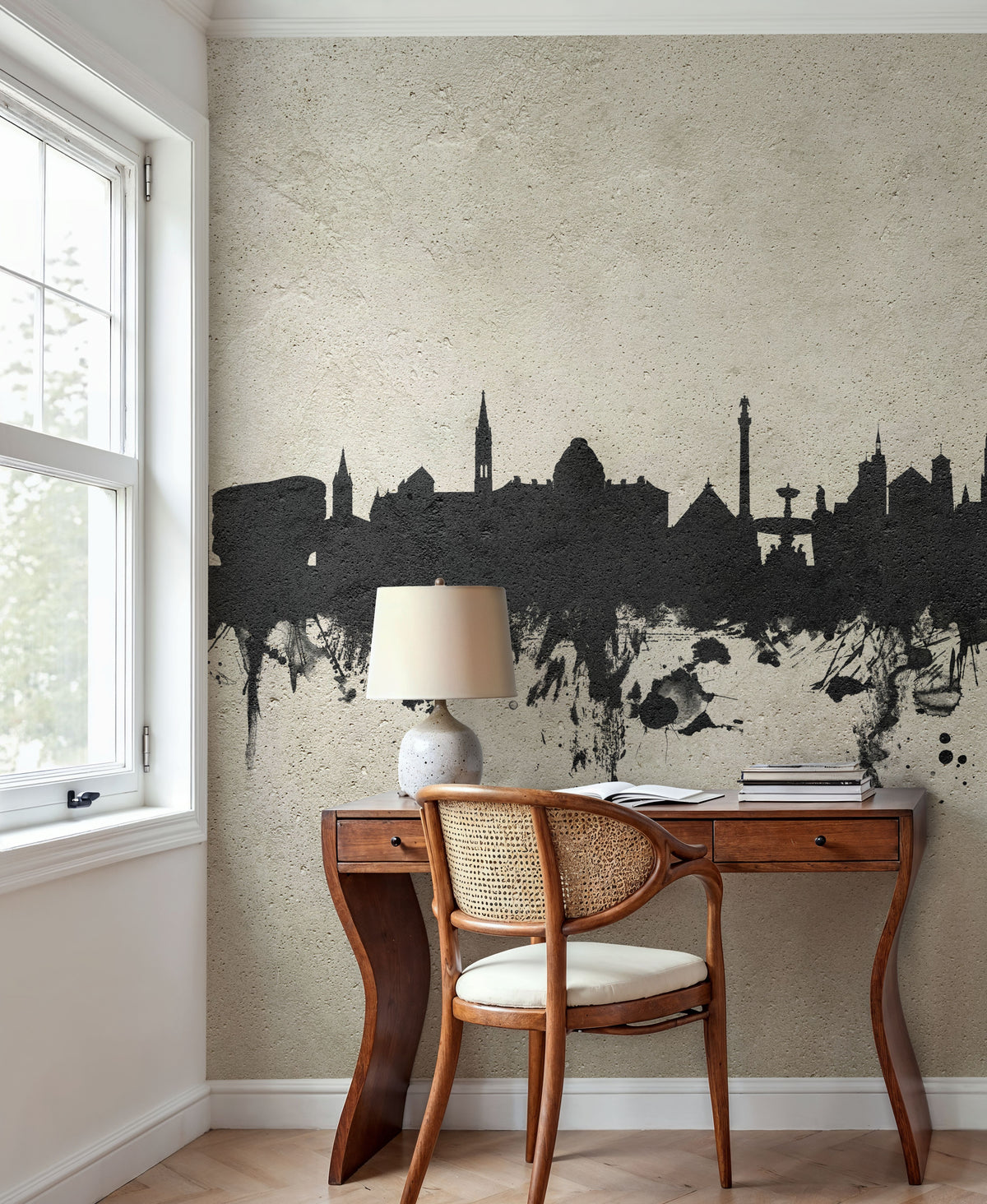 Stuttgart Germany Skyline Concrete Mural Wallpaper - room preview 05