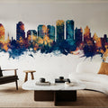 West Palm Beach Florida Skyline Blue & Bronze Mural Wallpaper - room preview 05