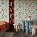 Flutterby Flowers White Mural Wallpaper - room preview 05