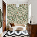 Oak & Acorns, White Mural Wallpaper - room preview 05