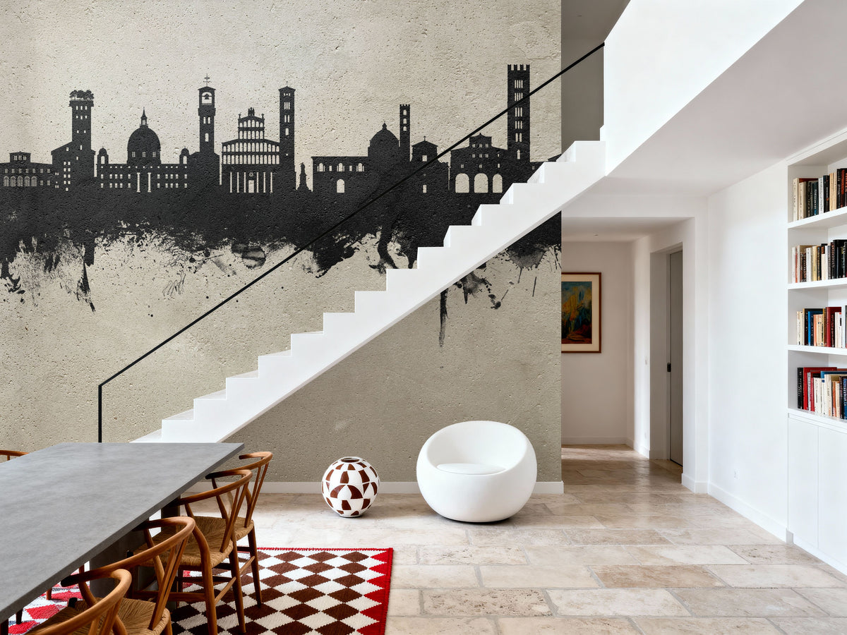 Lucca Italy Skyline Concrete Mural Wallpaper - room preview 05