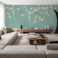 Beneath the Cherry Tree Mint Mural Wallpaper - room preview 05