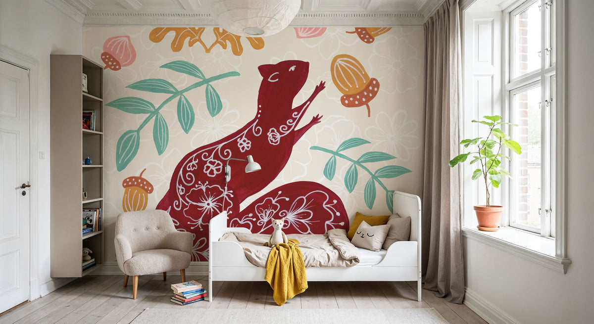 Gathering Acorns Mural Wallpaper - room preview 05