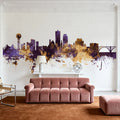 Knoxville Tennessee Skyline Purple & Gold Mural Wallpaper - room preview 05