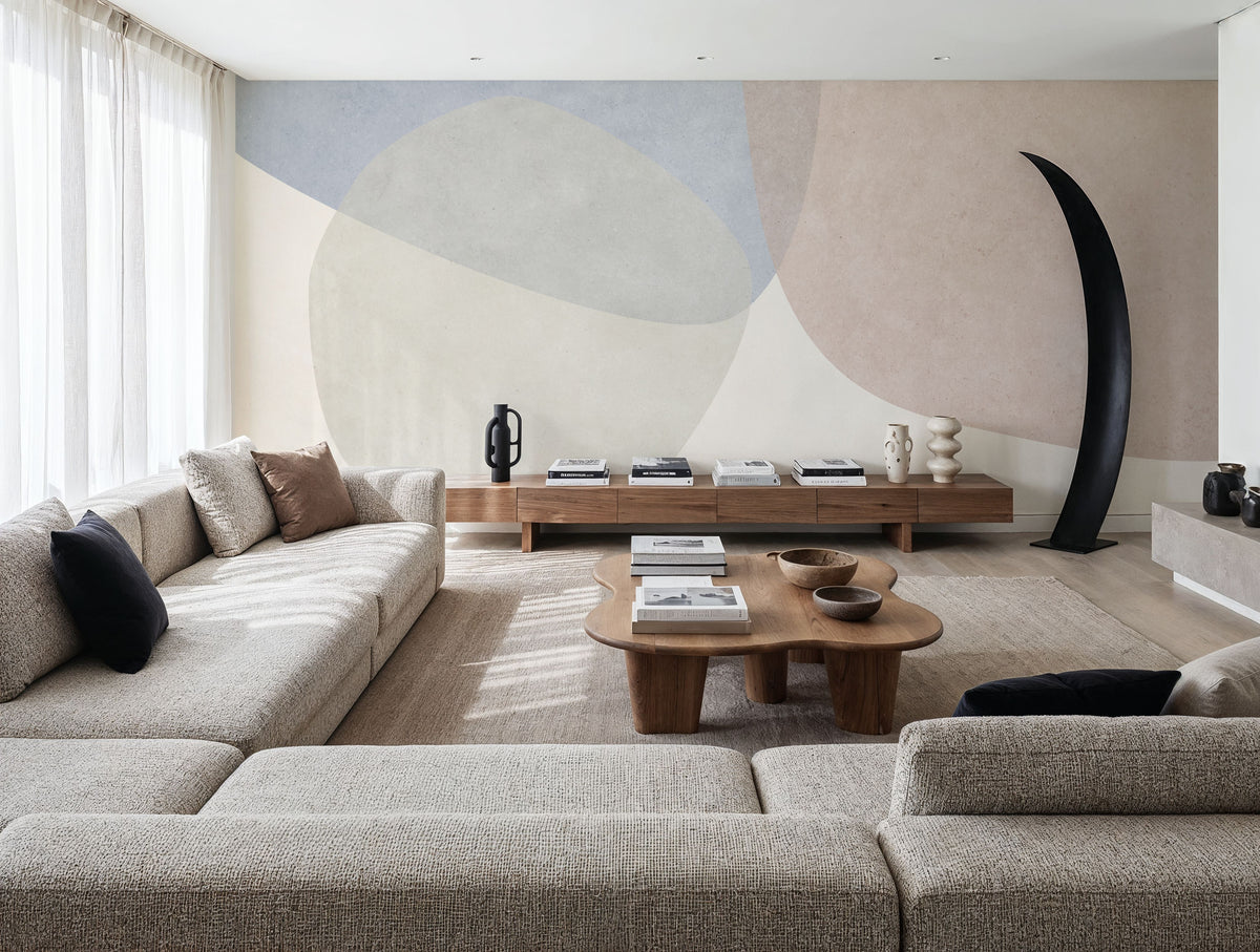 Embracing Shapes, Pastel Mural Wallpaper - room preview 05