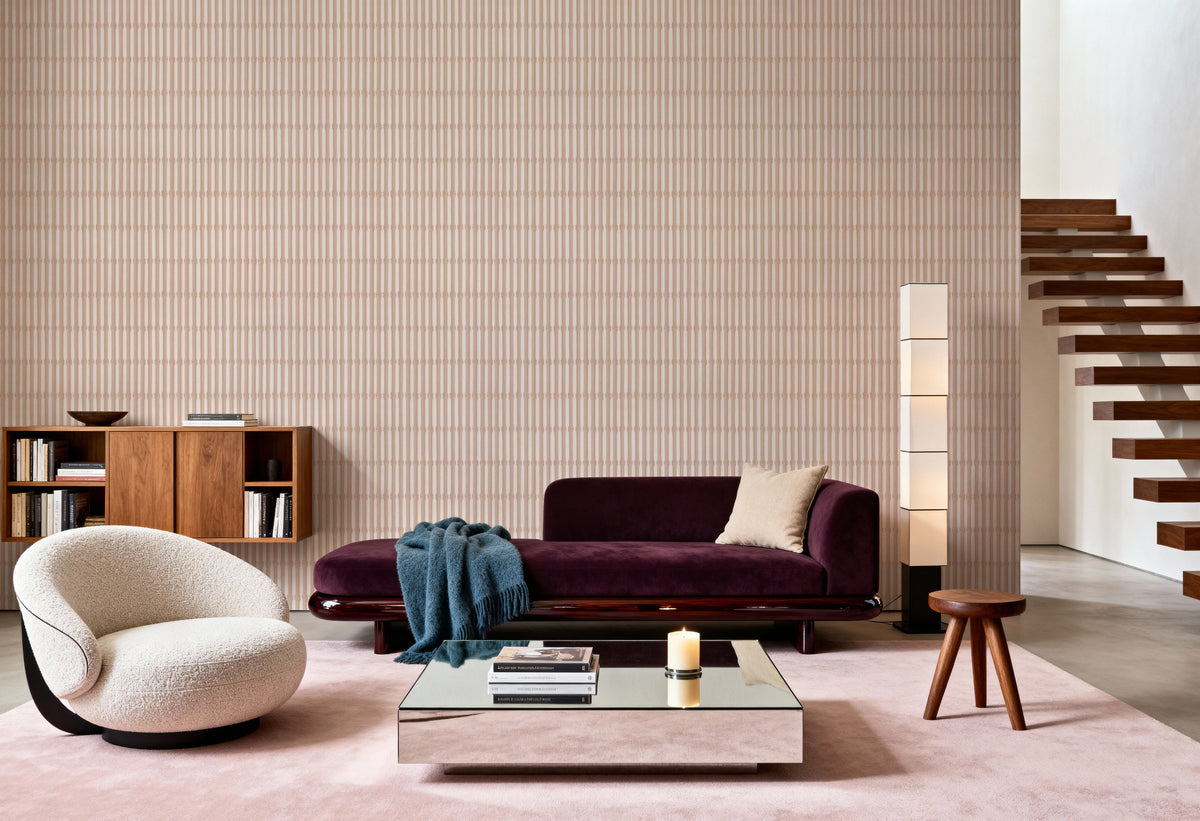 Bamboo Stripes, Blush Mural Wallpaper - room preview 05