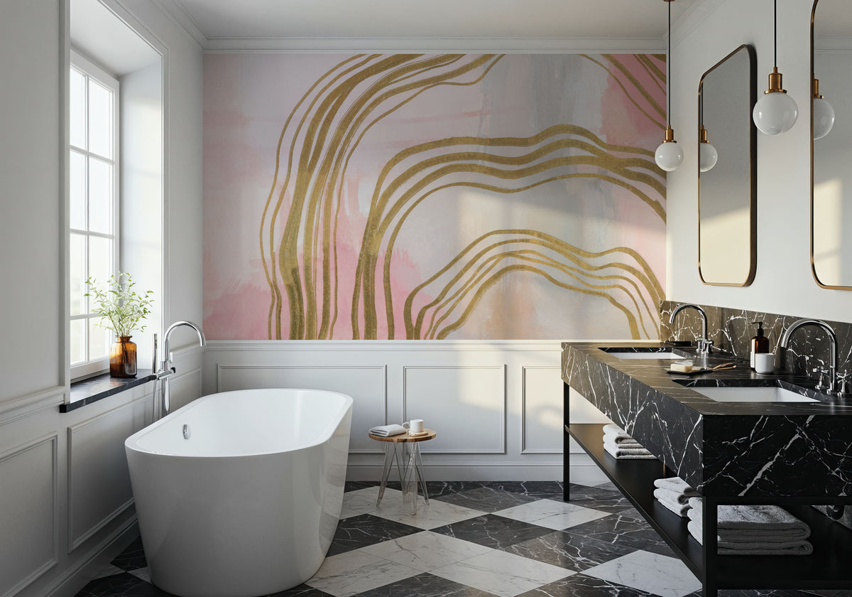 Pink and Bright Abstract I Mural Wallpaper - room preview 05