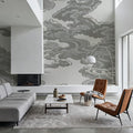 Ukiyo-e Clouds, Gray Mural Wallpaper - room preview 05