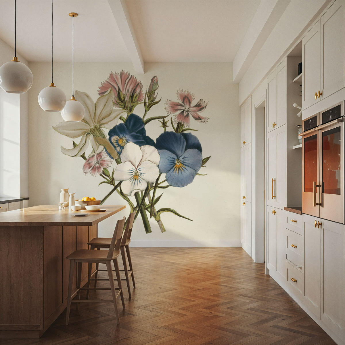 Pansy Party II Honeybloom Mural Wallpaper - room preview 05