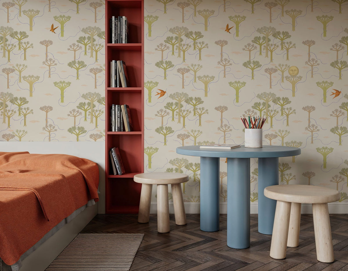 Moonlight Forest, Yellow Mural Wallpaper - room preview 05