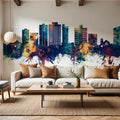 San Mateo California Skyline Blue & Bronze Mural Wallpaper - room preview 05