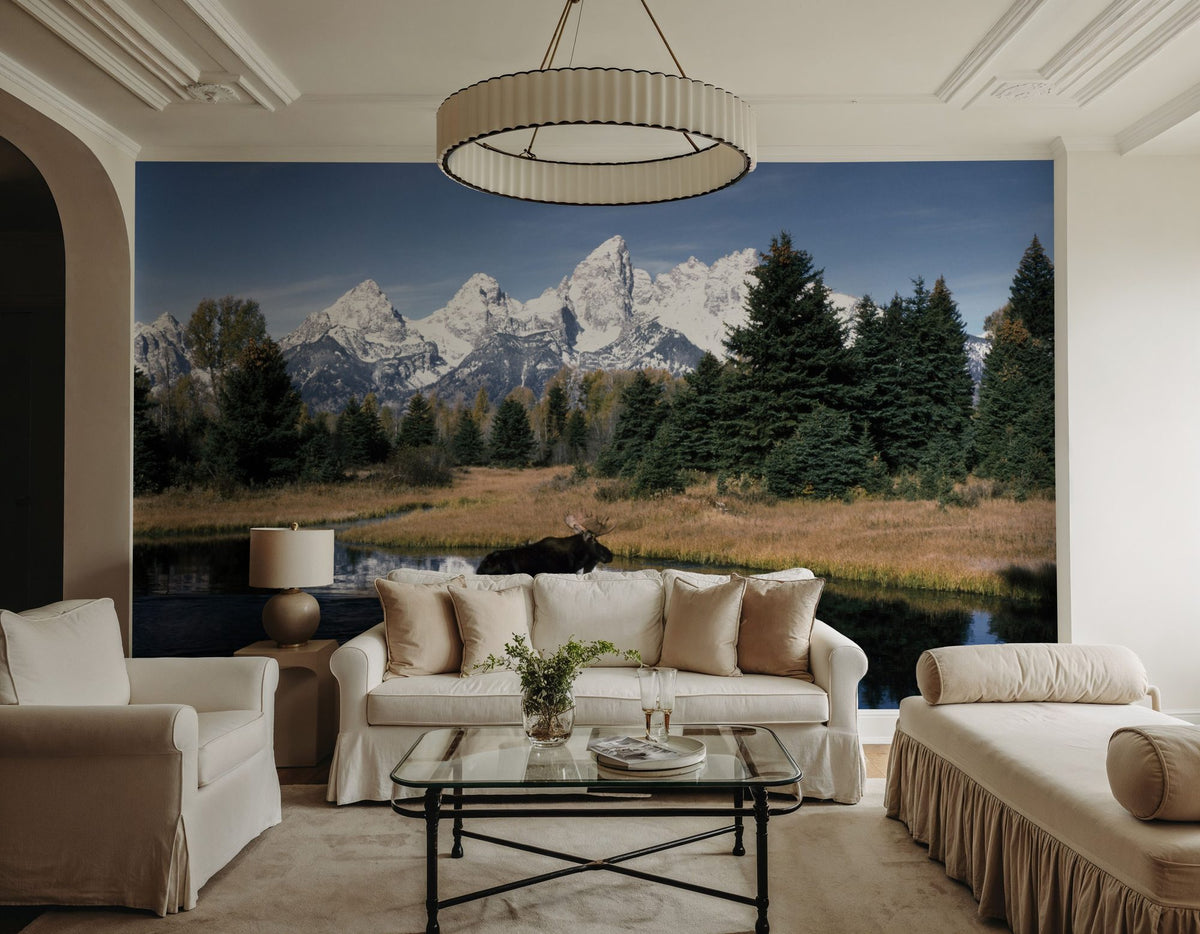 Mountain Moose Serenity Mural Wallpaper - room preview 05