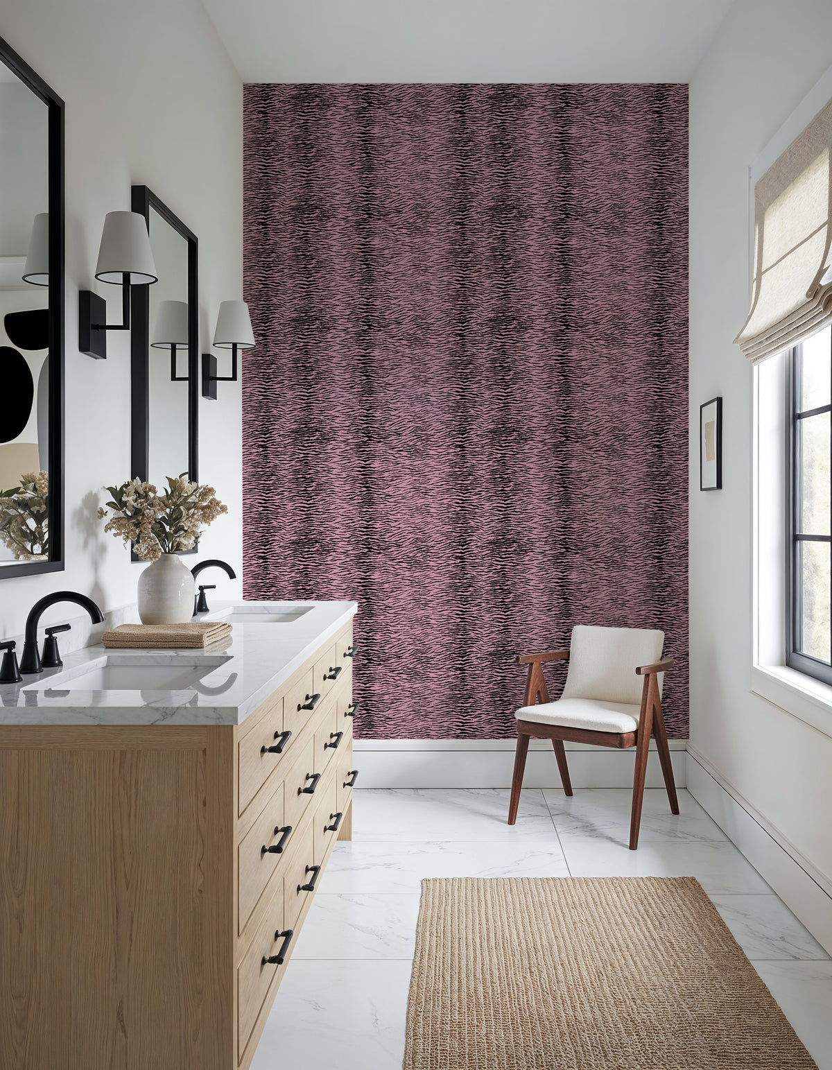 Panthera Tiger, Pink Mural Wallpaper - room preview 05
