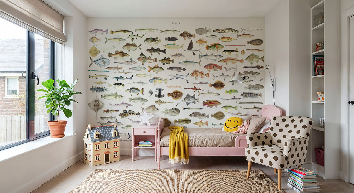 Southern Pacific Fishes Chart Mural Wallpaper - room preview 05
