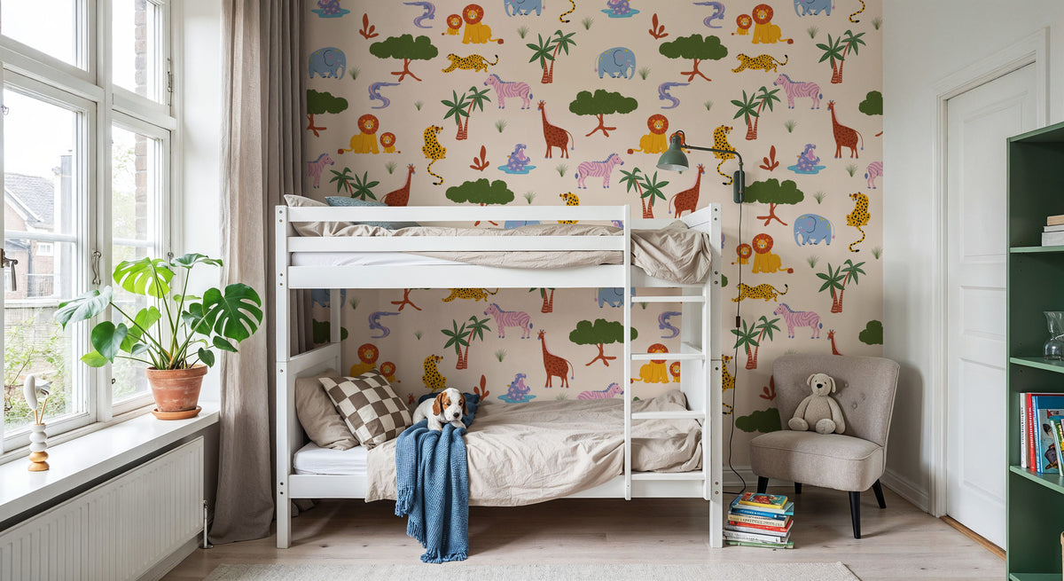 Funky Safari Pattern Mural Wallpaper - room preview 05