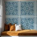 Mission Cement Tiles, Steel Blue Mural Wallpaper - room preview 05