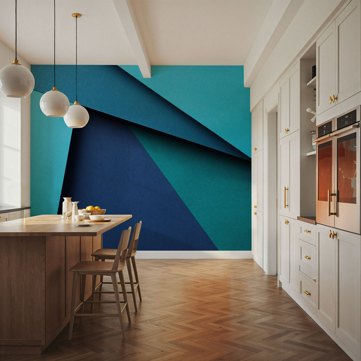Paper Cut Mural Wallpaper - Blue Tone - room preview 05