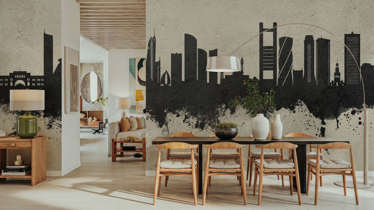 Manama Skyline Concrete Mural Wallpaper - room preview 05