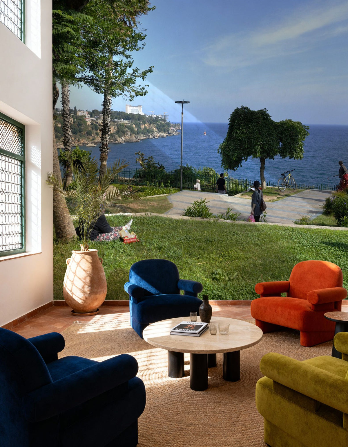 Mediterranean Coastal Viewpoint Mural Wallpaper - room preview 05
