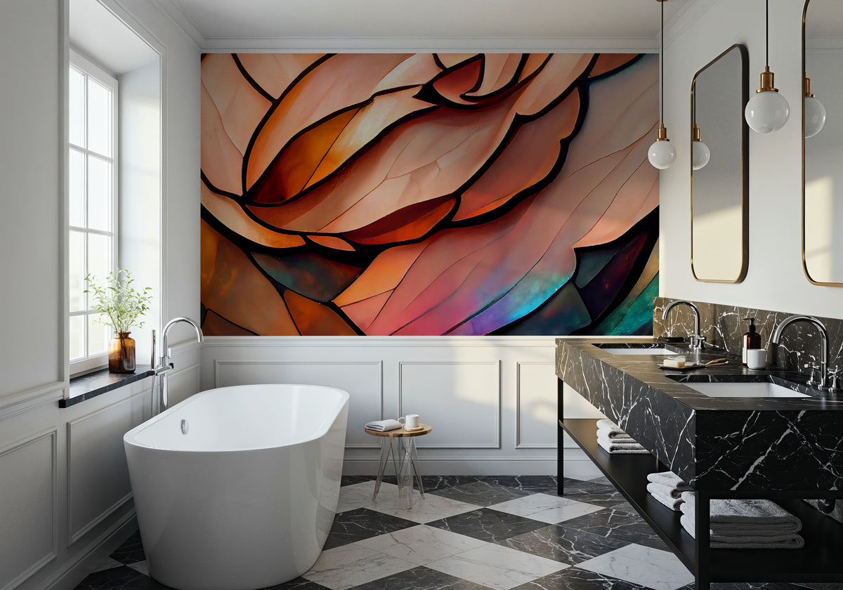 Peach Organic Fields Mural Wallpaper - room preview 05