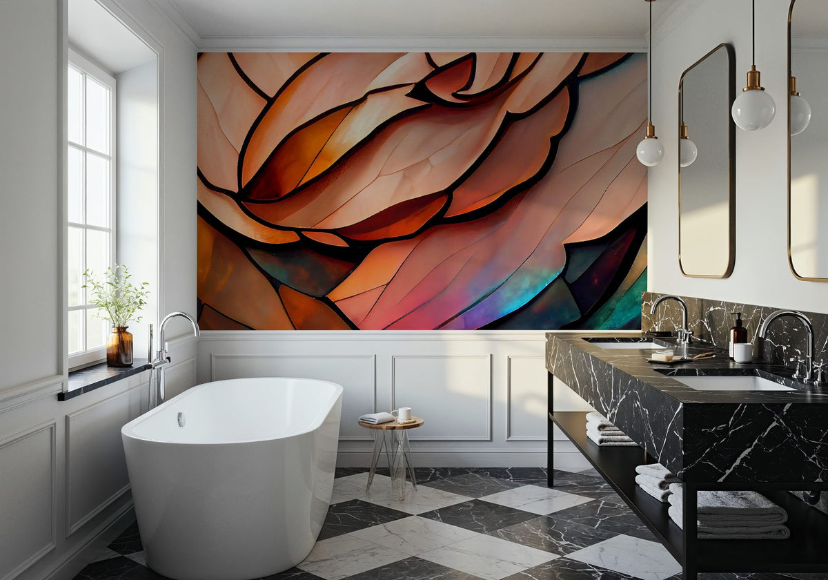 Peach Organic Fields Mural Wallpaper - room preview 05