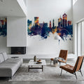 Virginia Beach Skyline Blue & Bronze Mural Wallpaper - room preview 05