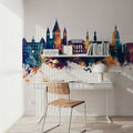 Mainz Germany Skyline Blue & Bronze Mural Wallpaper - room preview 05
