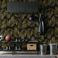 Bright Palms Pattern, Yellow Mural Wallpaper - room preview 05