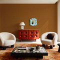 Mottled Linen Effect, Orange Mural Wallpaper - room preview 05
