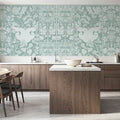 Flowers and Berries Teal Mural Wallpaper - room preview 05