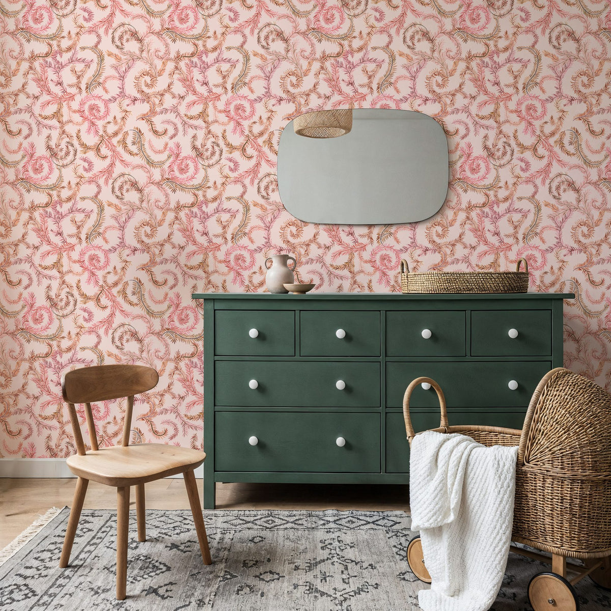 Olive Tree, Blush Pink Mural Wallpaper - room preview 05