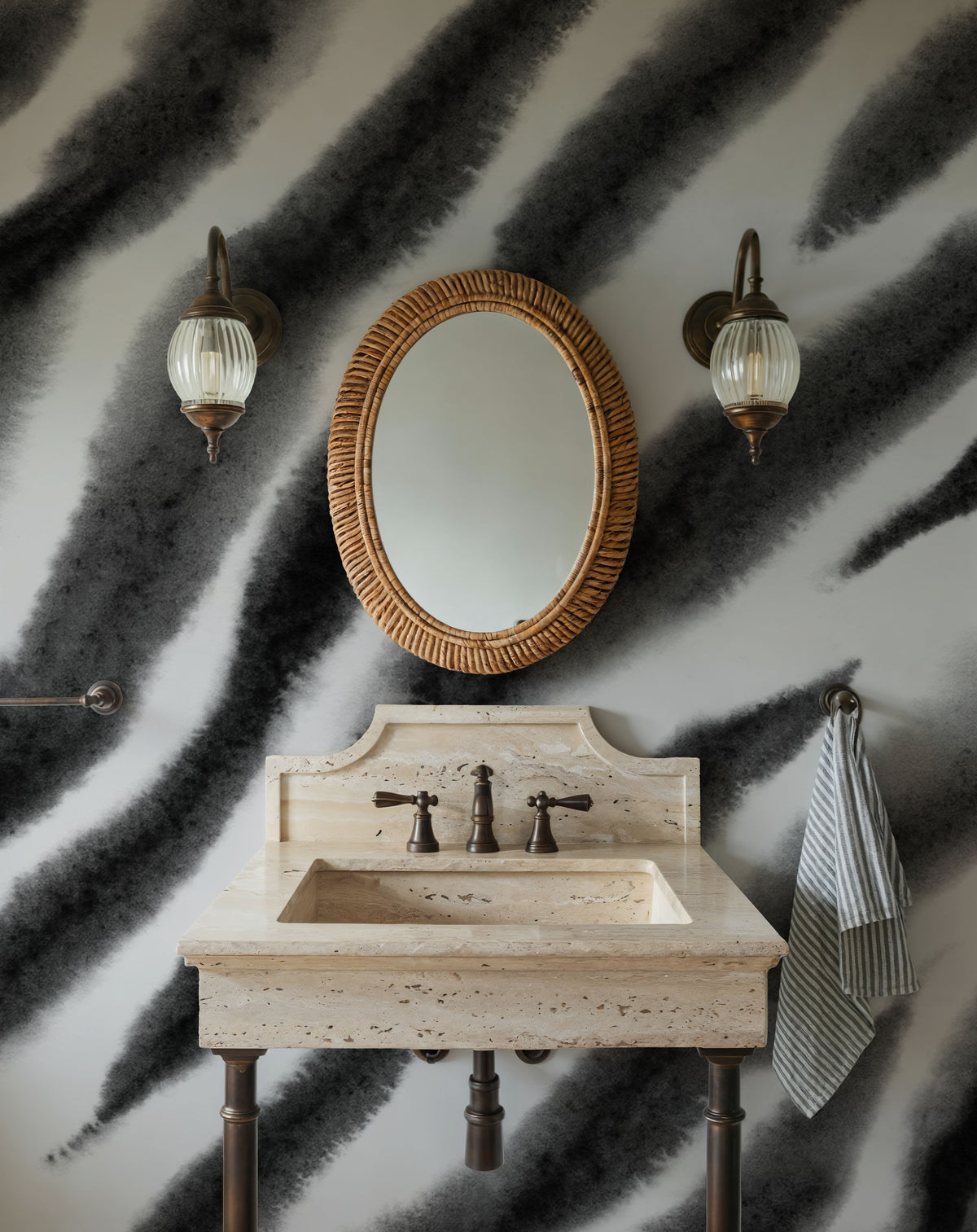 Watercolor Tiger Stripes, Zebra Mural Wallpaper - room preview 05