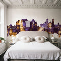 St John's Canada Skyline Purple & Gold Mural Wallpaper - room preview 05