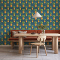 Pineapple Paradise Blue Mural Wallpaper - room preview 05