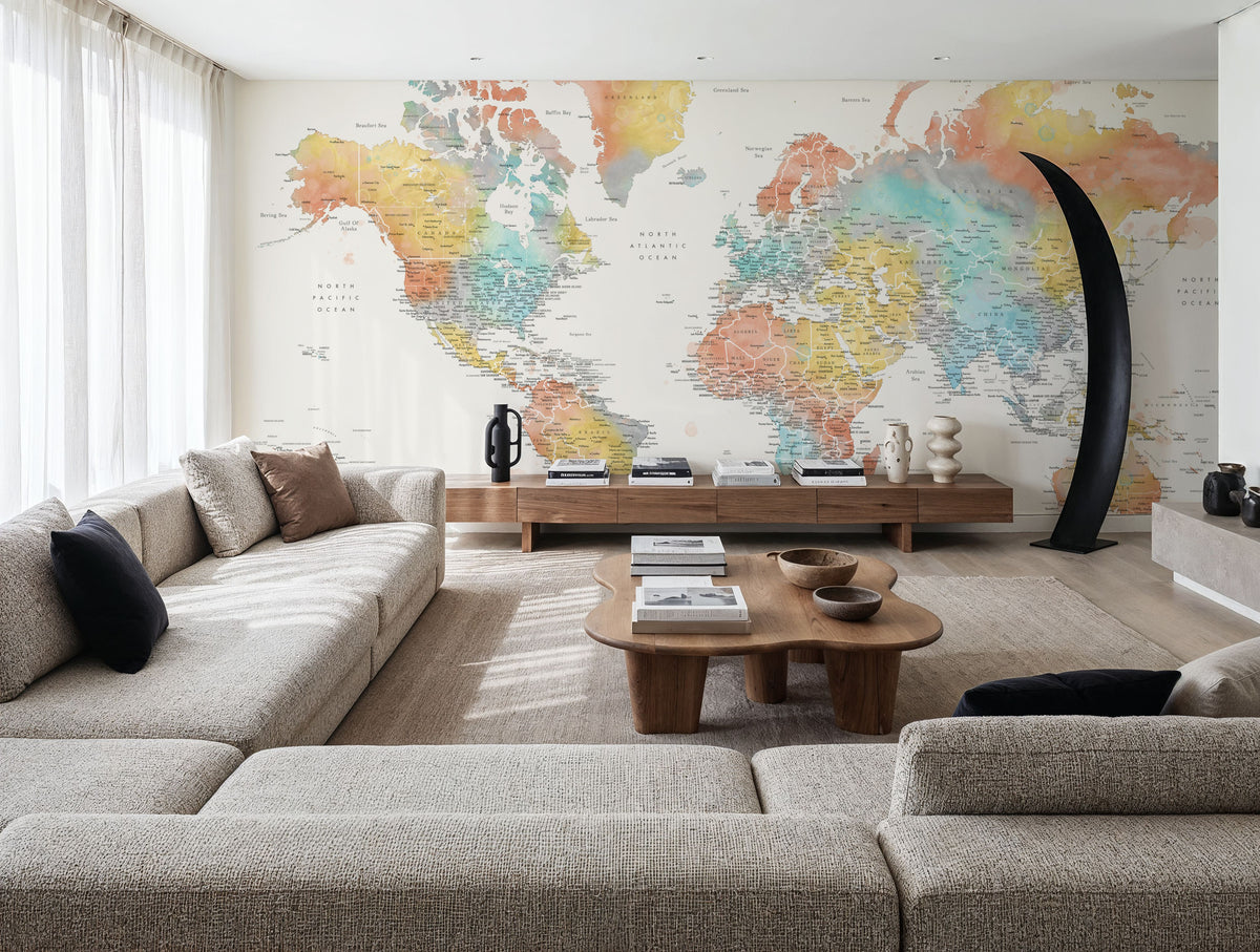 World Map Cities - Fifi Mural Wallpaper - room preview 05
