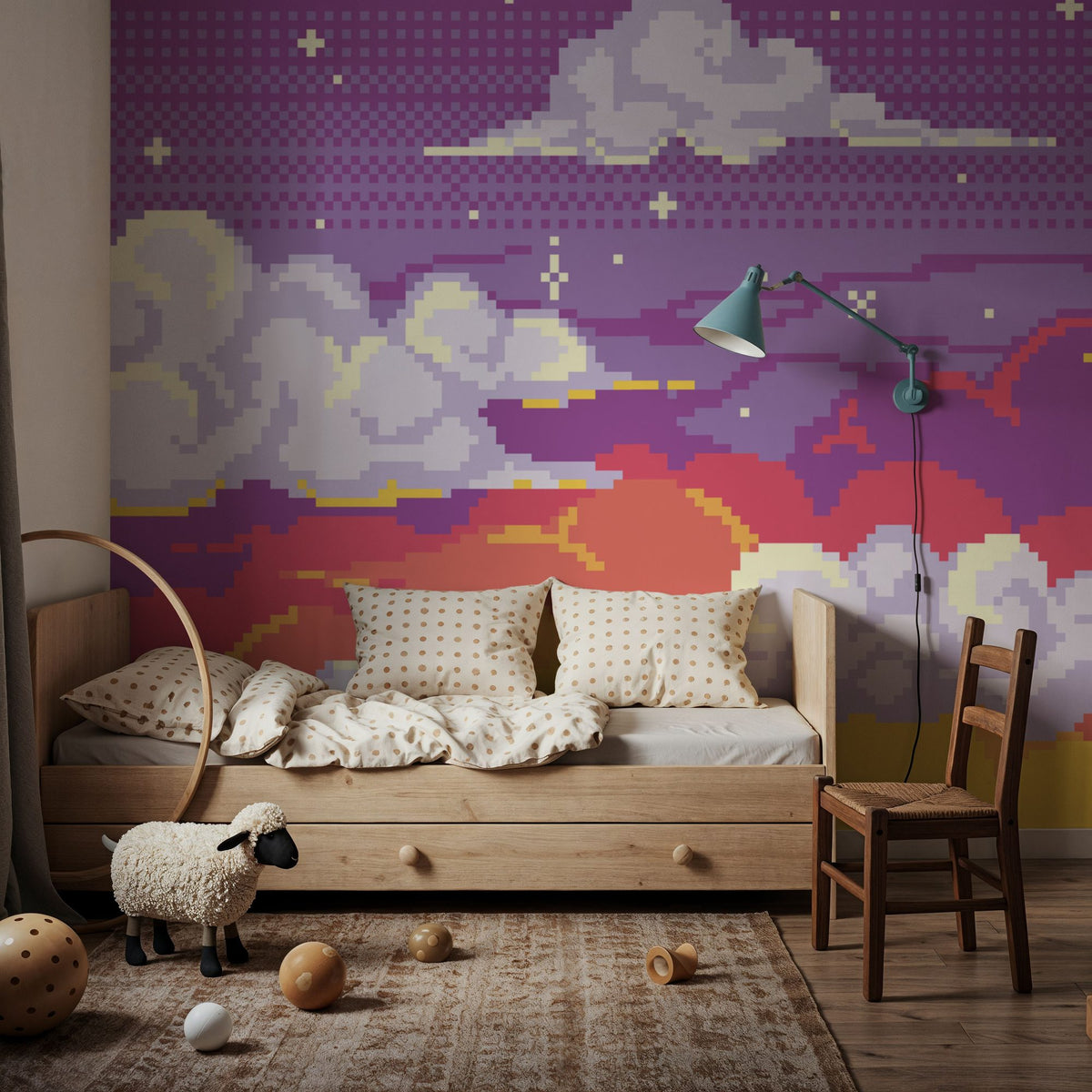 Pixel Sunset Mural Wallpaper - room preview 05
