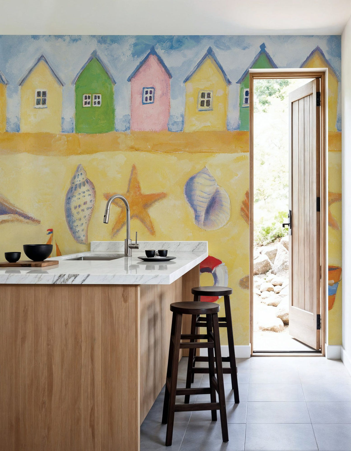 Beach Huts Mural Wallpaper - room preview 05