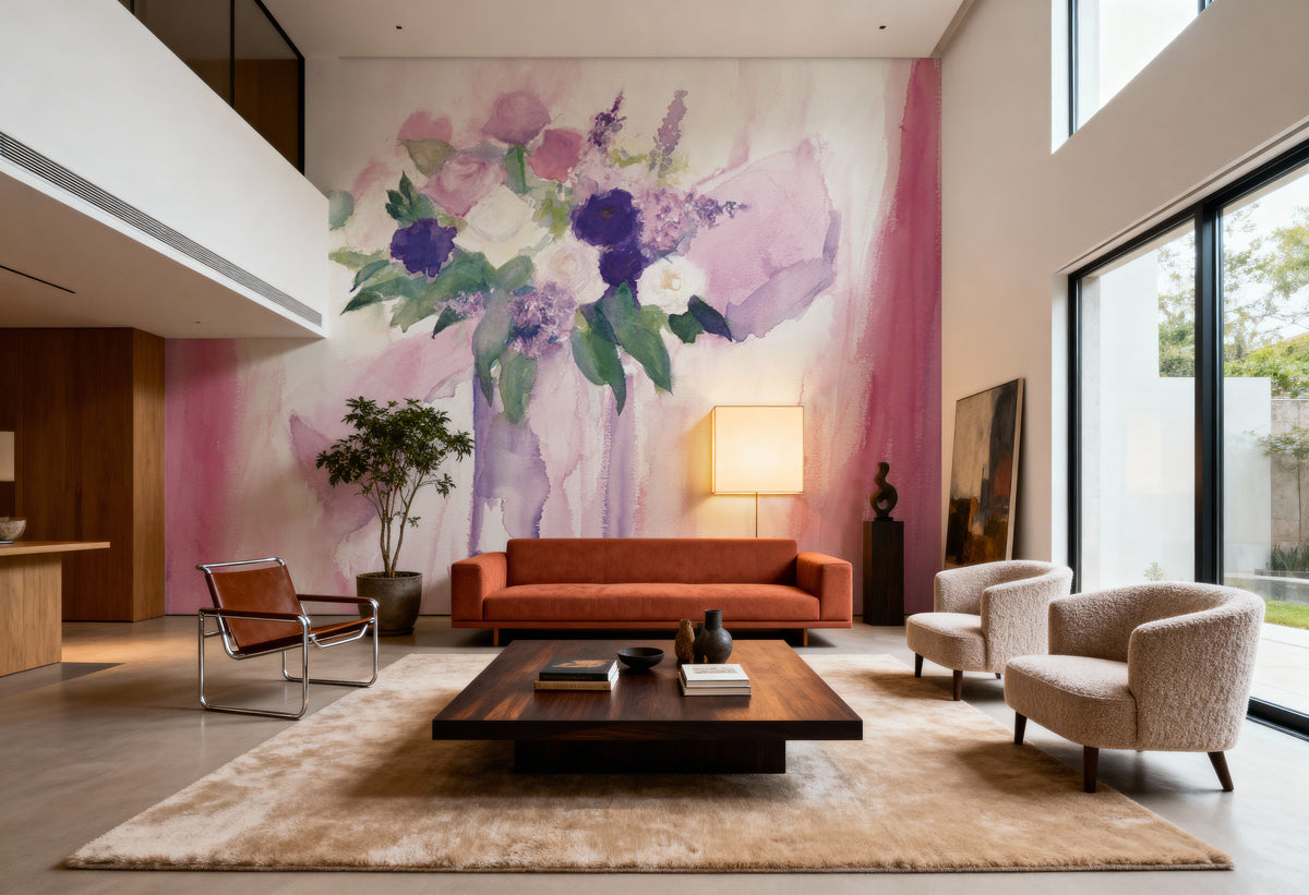 An Arrangement of Pink Flowers Mural Wallpaper - room preview 05