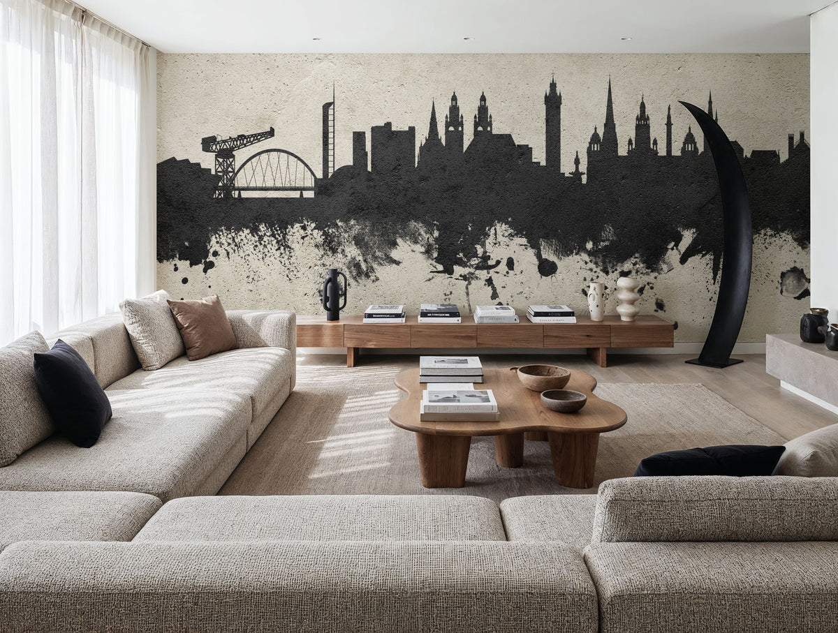 Glasgow Scotland Skyline Concrete Mural Wallpaper - room preview 05
