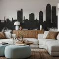 Winston-Salem North Carolina Skyline Black & White Mural Wallpaper - room preview 05