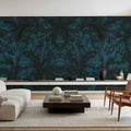 Shielded Leaf Blue Mural Wallpaper - room preview 05