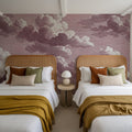 Intaglio Clouds, Burgundy Mural Wallpaper - room preview 05