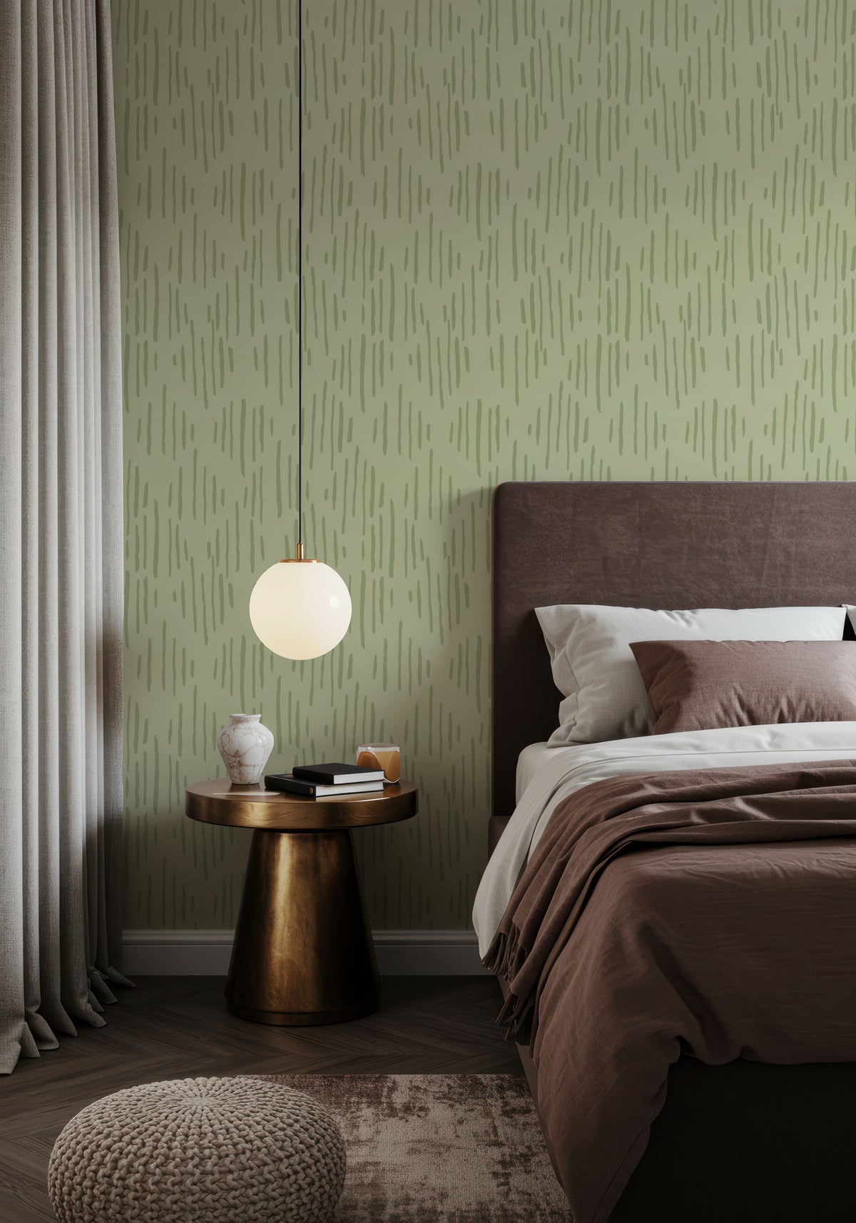 Macrame Lines Green Mural Wallpaper - room preview 05