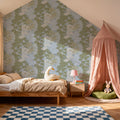 Overleaf Woodland Pattern, French Blue Mural Wallpaper - room preview 05