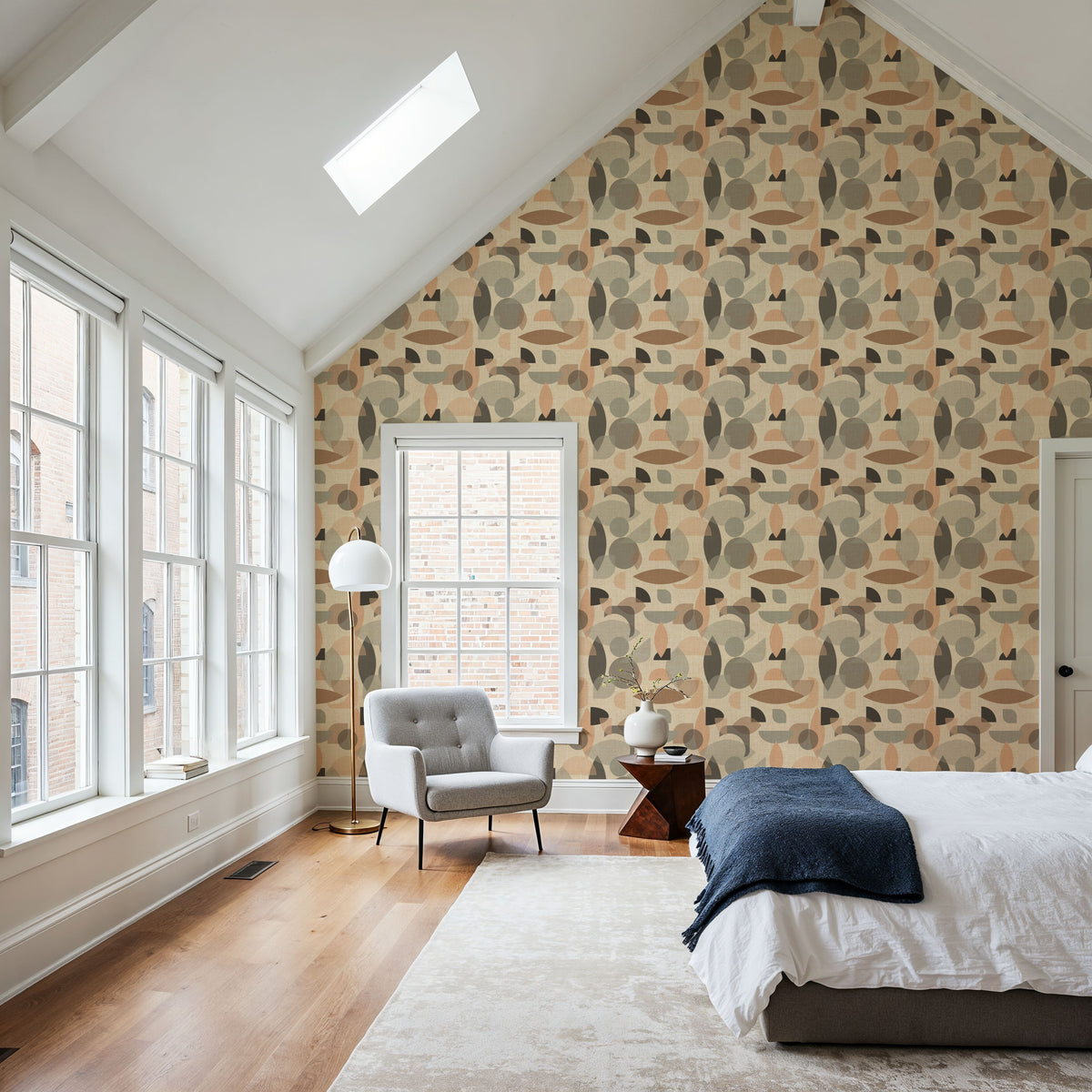 Homley Geometry, Beige Mural Wallpaper - room preview 05